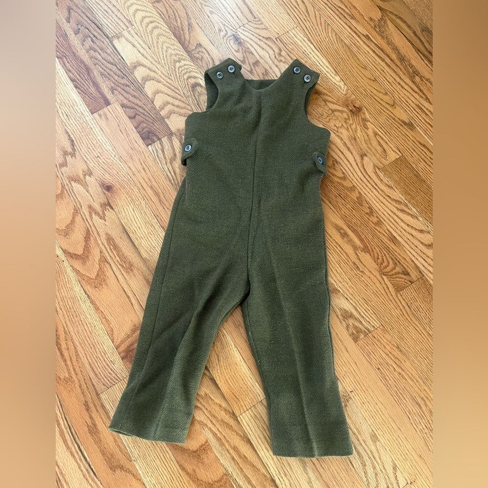 Rare‎ 1930 Jack Tar Togs Unisex Olive Green Kids Overalls (read) b3